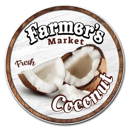 SIGNMISSION Farmers Market Coconut Circle Corrugated Plastic Sign, C-8-CIR-Coconut C-8-CIR-Coconut